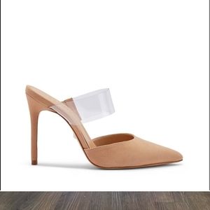 Schutz Honey Beige 9.5 sionnne pvc strap mule  heels